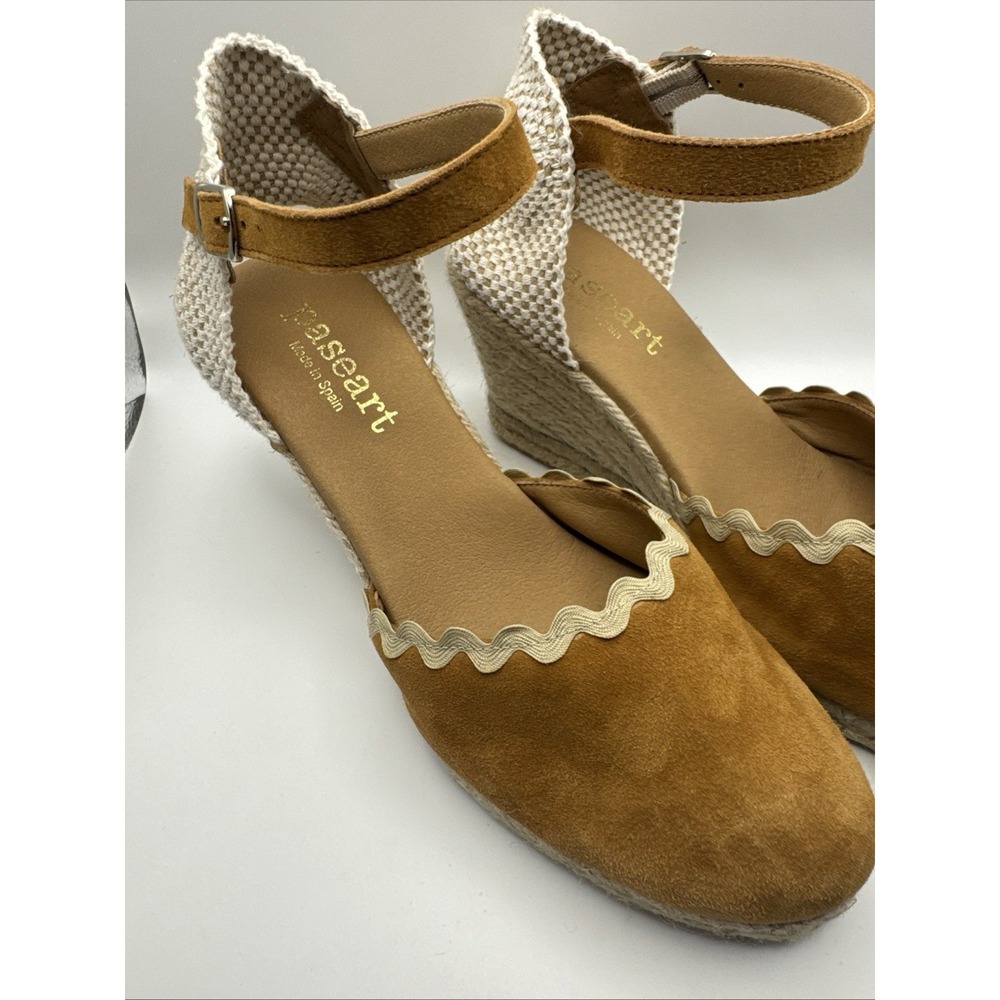 Paseart Suede Leather Esparille Wedge Shoes Made In Spain Size 40  (7.5 uS) - Picture 4 of 13